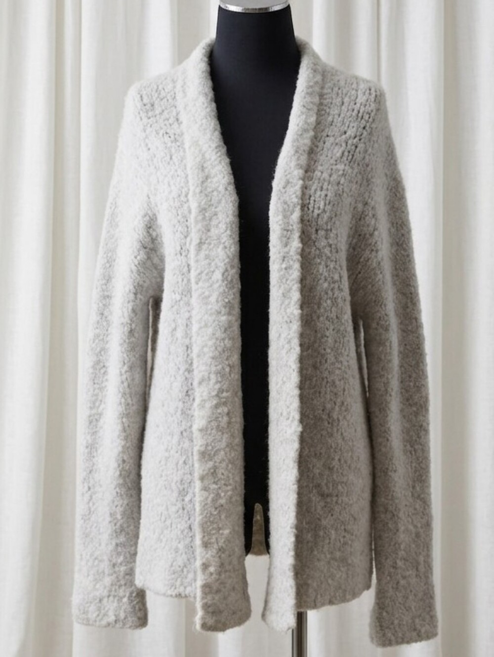Saks Fifth Avenue Black Label Alpaca Wool Blend Open-Front Cardigan - Light Gray